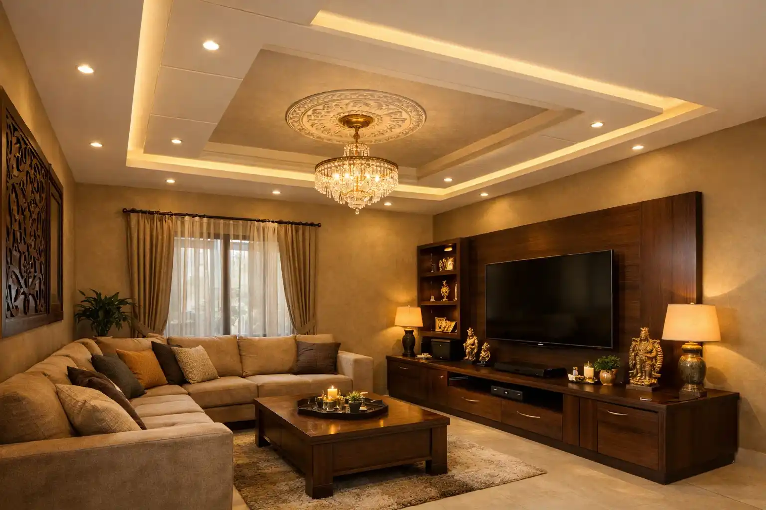 false ceiling design vadodara living room 1 keshav interior